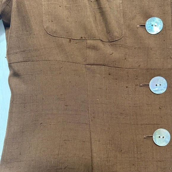 Cynthia Howie Silk Shirt Dress 8P Brown Button Front Vintage Career Midi - Picture 4 of 11
